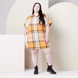 Amaris Dress Apricot Plaid